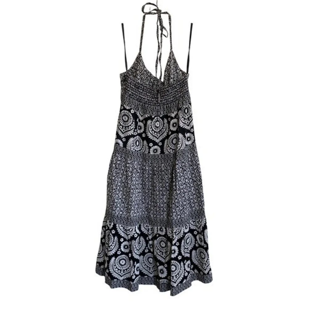 Michael Kors‎ Black White Floral Tiered Halter Midi Dress - M EUC - Picture 5 of 15